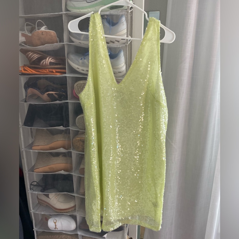 Lime Green Sequin Party Dress